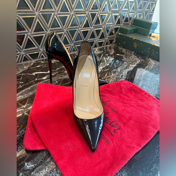 Christian Louboutin Glossy Black Heels with Red Soles - Picture 7 of 15